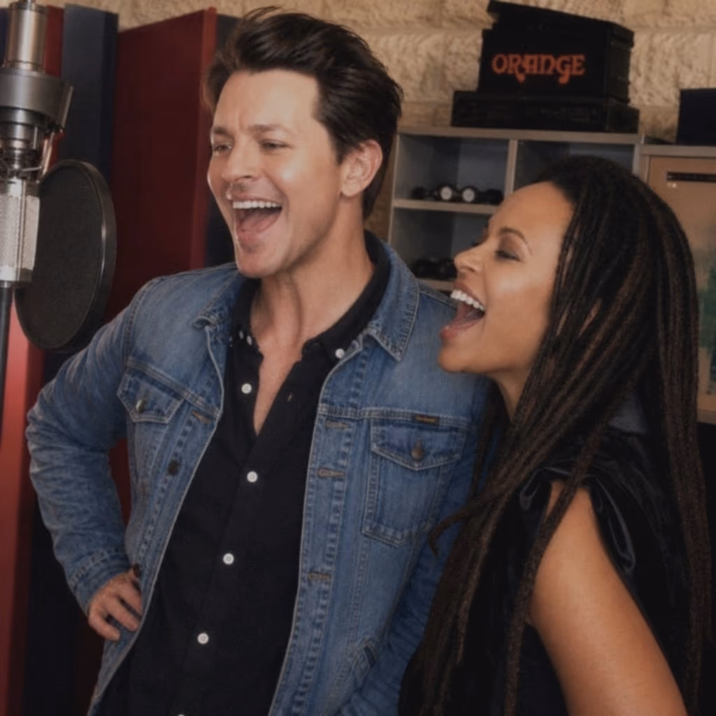 Miss Renee Simone and Bernard Fanning in the studio